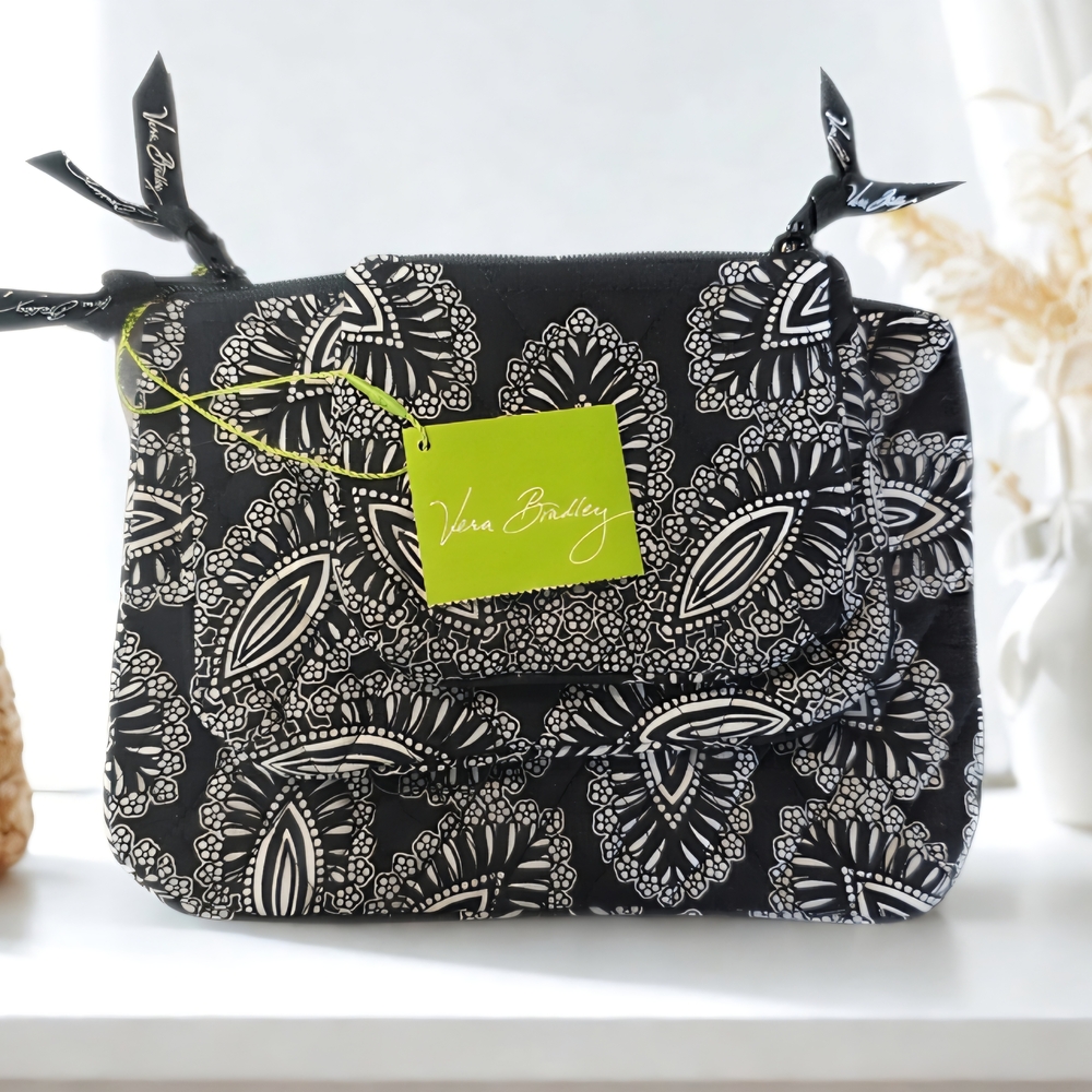 Vera Bradley Black and White Shoulder Bag with Geometric Design